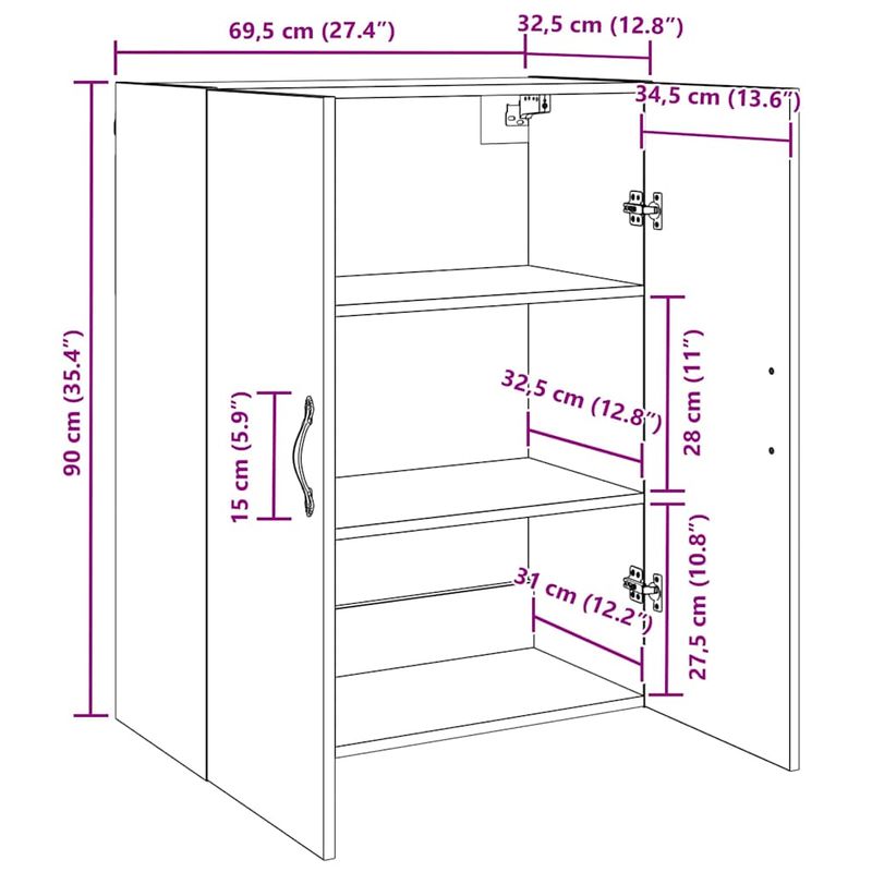 Casa si Gradina - Mobilier - Comode si corpuri - Comode - Mobilier cu Montaj pe Perete cu raft 2 pcs stejar artizanal - Infinity.ro