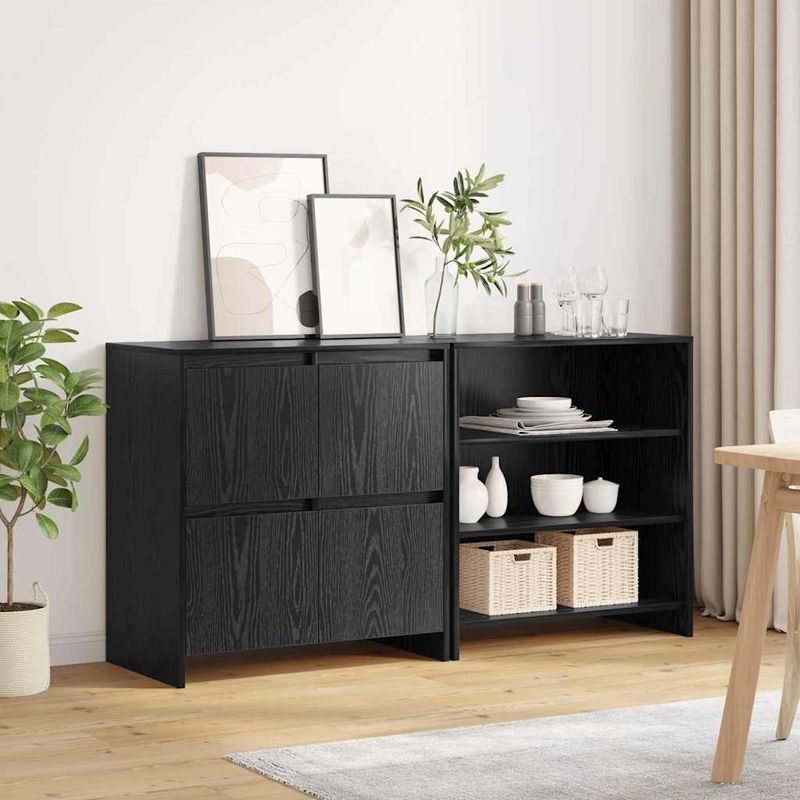 Casa si Gradina - Mobilier - Comode si corpuri - Comode - Bufet cu raft cu usa 2 pcs Stejar negru 70 x 41 x 75 cm Lemn compozit - Infinity.ro