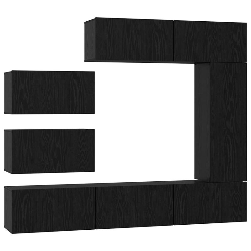 Casa si Gradina - Mobilier - Comode si corpuri - Comode - Set comoda TV cu raft Pe perete Altele 8 pcs Stejar negru 30.5 x 30 x 90 cm - Infinity.ro