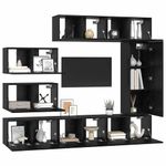 Casa si Gradina - Mobilier - Comode si corpuri - Comode - Set comoda TV cu raft Pe perete Altele 8 pcs Stejar negru 30.5 x 30 x 90 cm - Infinity.ro