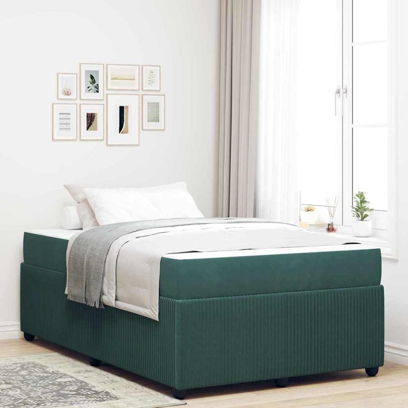 Casa si Gradina - Mobilier - Paturi si accesorii - Paturi - Cadru de pat cu saltea Altele Verde inchis 120 x 200 cm Catifea - Infinity.ro