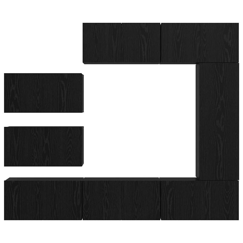Casa si Gradina - Mobilier - Comode si corpuri - Comode - Set comoda TV cu raft Pe perete Altele 8 pcs Stejar negru 30.5 x 30 x 90 cm - Infinity.ro