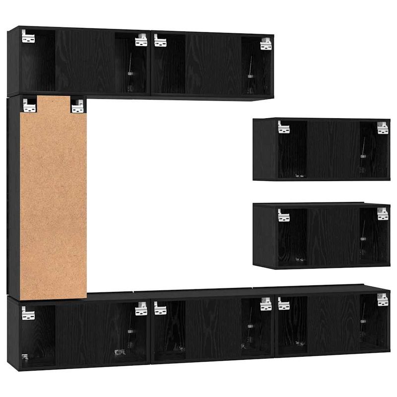Casa si Gradina - Mobilier - Comode si corpuri - Comode - Set comoda TV cu raft Pe perete Altele 8 pcs Stejar negru 30.5 x 30 x 90 cm - Infinity.ro