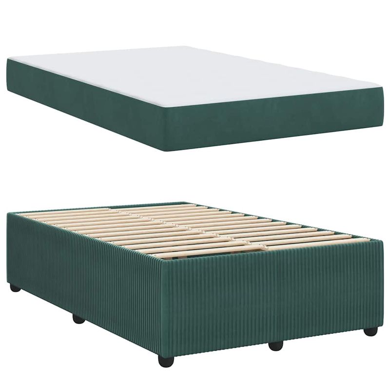 Casa si Gradina - Mobilier - Paturi si accesorii - Paturi - Cadru de pat cu saltea Altele Verde inchis 120 x 200 cm Catifea - Infinity.ro
