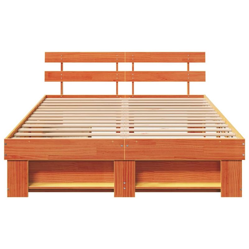 Casa si Gradina - Mobilier - Paturi si accesorii - Paturi - Cadru de pat cu sertar cu headboard cu depozitare Maro ceruit 150 x 200 cm Lemn masiv - Infinity.ro
