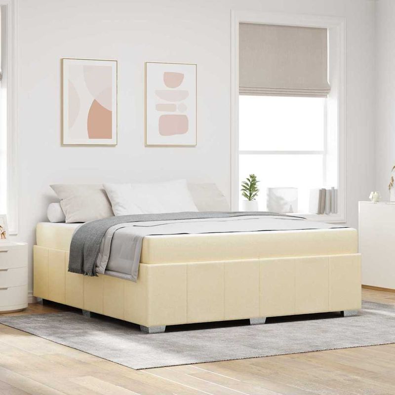 Casa si Gradina - Mobilier - Paturi si accesorii - Paturi - Cadru de pat Crem 180 x 200 cm tesatura - Infinity.ro