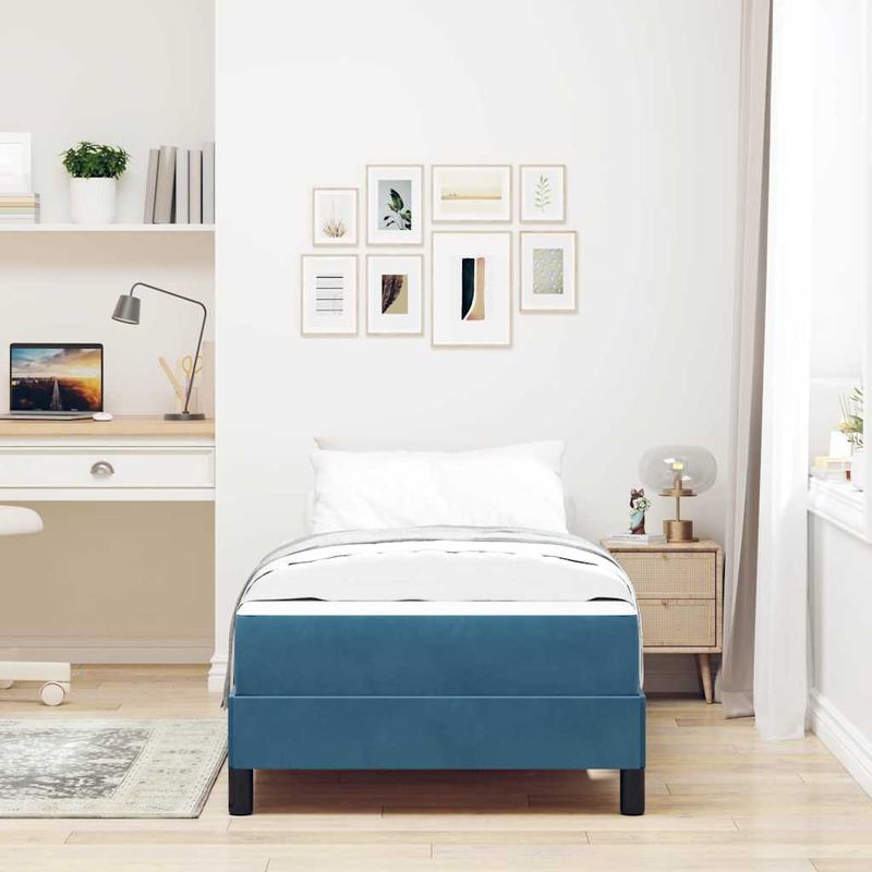 Casa si Gradina - Mobilier - Paturi si accesorii - Paturi - Pat boxspring cu saltea Albastru inchis 80 x 200 cm Catifea - Infinity.ro