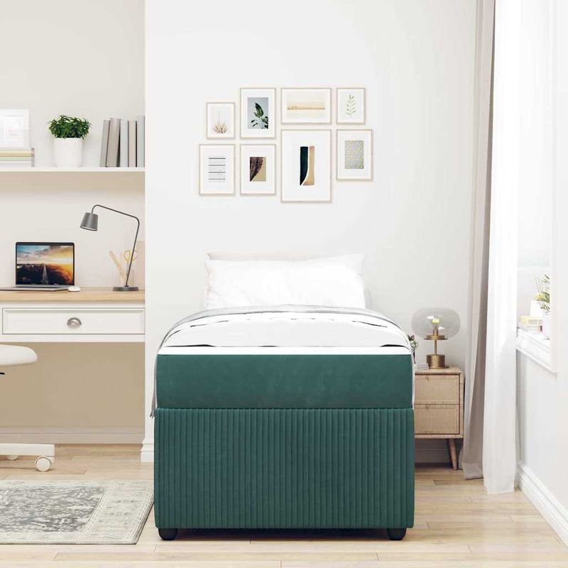 Casa si Gradina - Mobilier - Paturi si accesorii - Paturi - Cadru de pat cu saltea Altele Verde inchis 90 x 200 cm Catifea - Infinity.ro