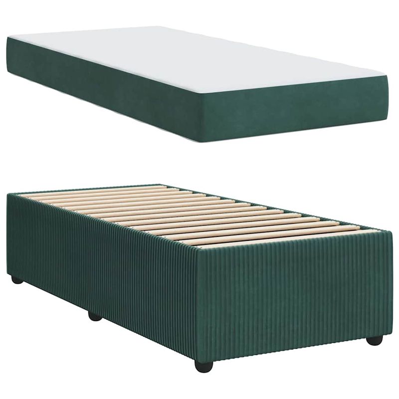 Casa si Gradina - Mobilier - Paturi si accesorii - Paturi - Cadru de pat cu saltea Altele Verde inchis 90 x 200 cm Catifea - Infinity.ro
