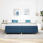 Casa si Gradina - Mobilier - Paturi si accesorii - Paturi - Pat cu arcuri Albastru si Albastru inchis si Alb 200 x 200 cm - Infinity.ro