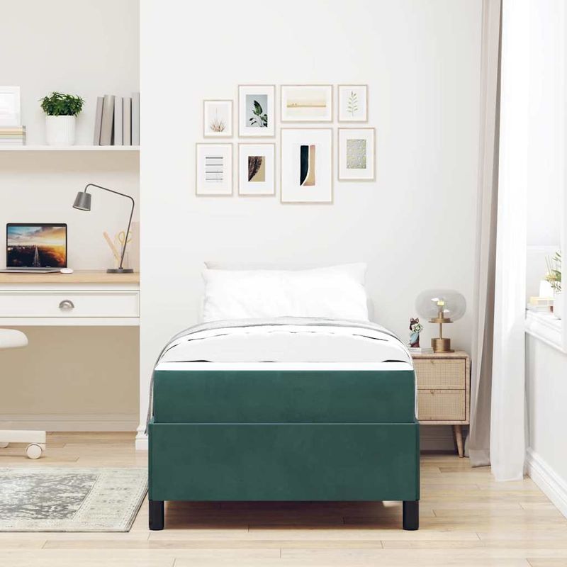 Casa si Gradina - Mobilier - Paturi si accesorii - Paturi - Cadru de pat Altele Alb si gri deschis 90 x 190 cm Catifea - Infinity.ro