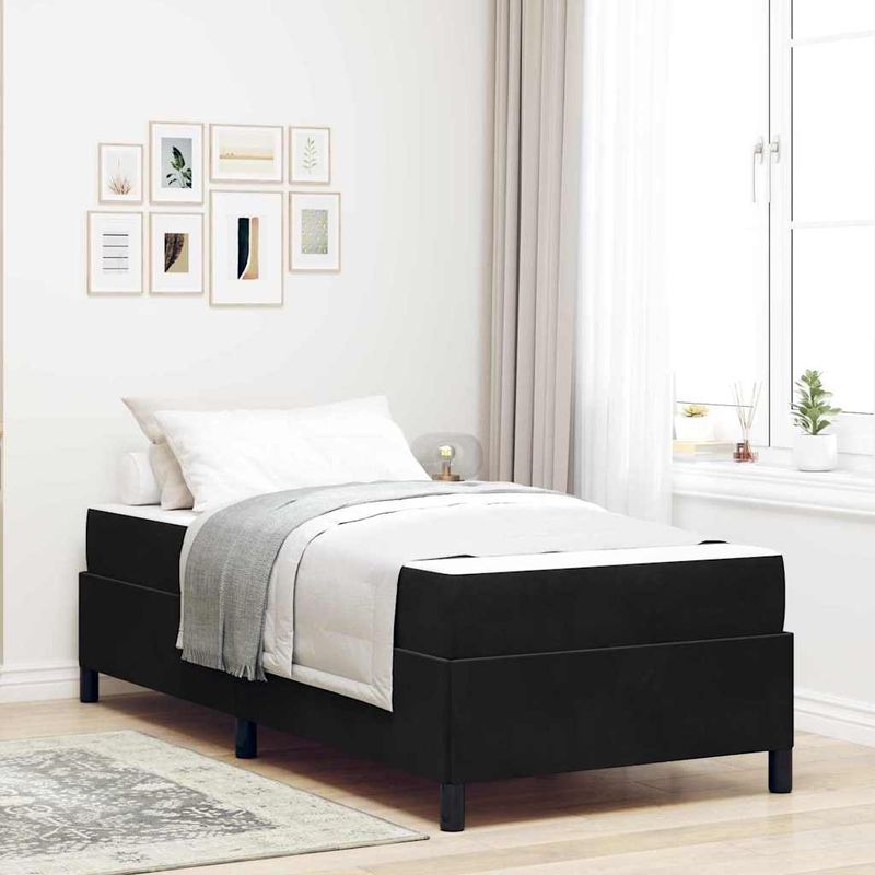 Casa si Gradina - Mobilier - Paturi si accesorii - Paturi - Cadru de pat Altele Negru si Alb si Negru 90 x 190 cm Catifea - Infinity.ro