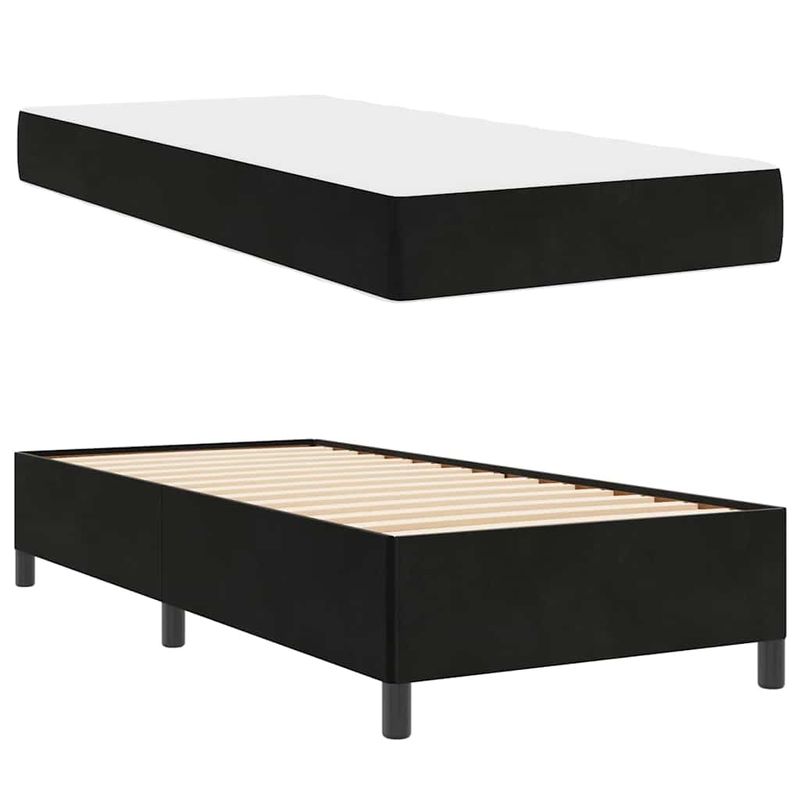Casa si Gradina - Mobilier - Paturi si accesorii - Paturi - Cadru de pat Altele Negru si Alb si Negru 90 x 190 cm Catifea - Infinity.ro