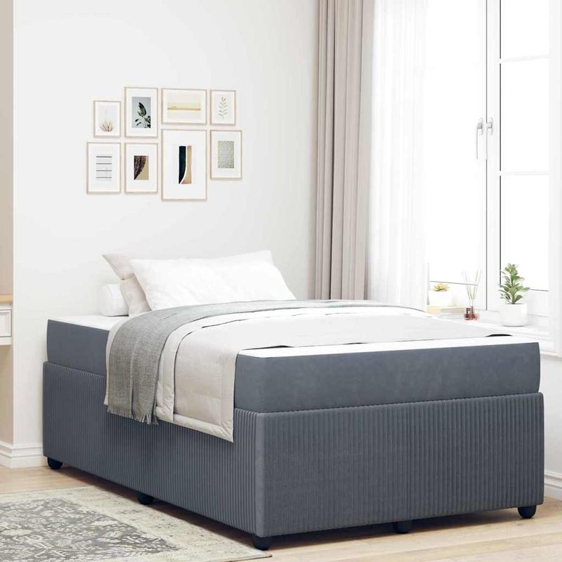 Casa si Gradina - Mobilier - Paturi si accesorii - Paturi - Cadru de pat cu saltea Altele Gri inchis 120 x 200 cm Catifea - Infinity.ro