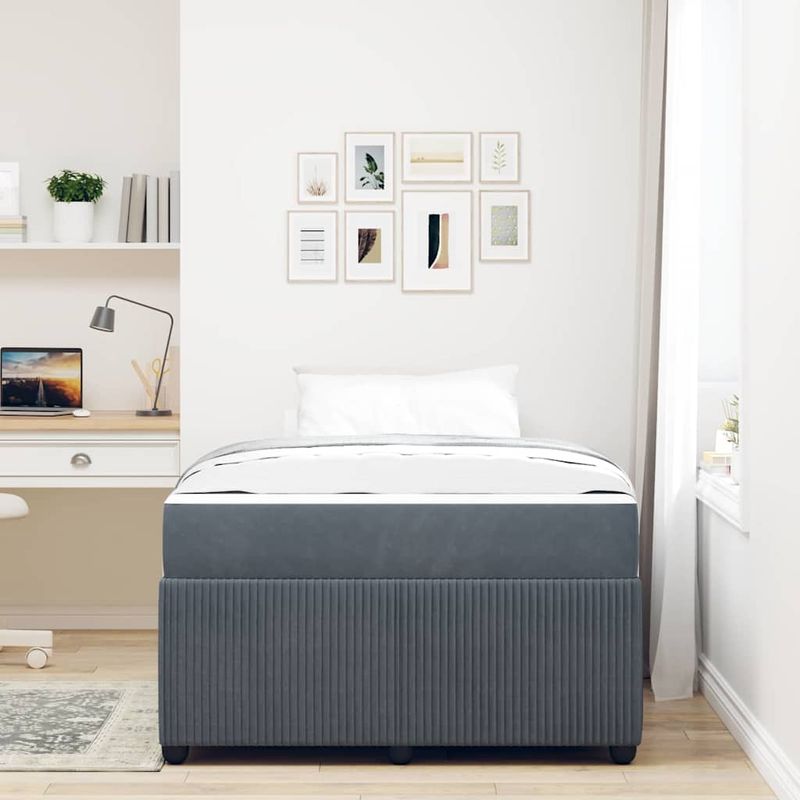 Casa si Gradina - Mobilier - Paturi si accesorii - Paturi - Cadru de pat cu saltea Altele Gri inchis 120 x 200 cm Catifea - Infinity.ro