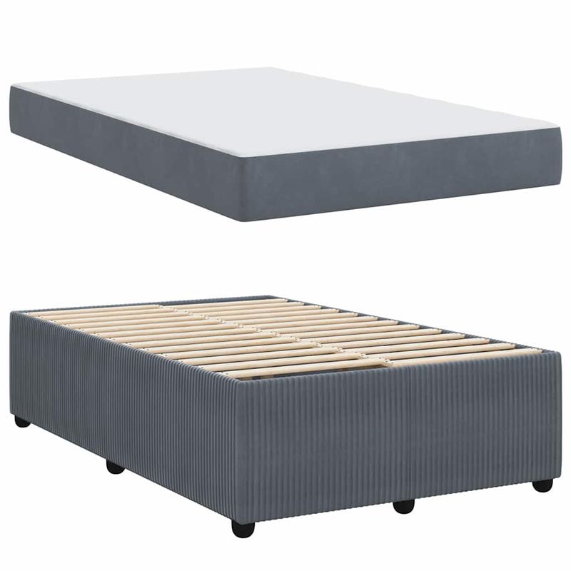 Casa si Gradina - Mobilier - Paturi si accesorii - Paturi - Cadru de pat cu saltea Altele Gri inchis 120 x 200 cm Catifea - Infinity.ro