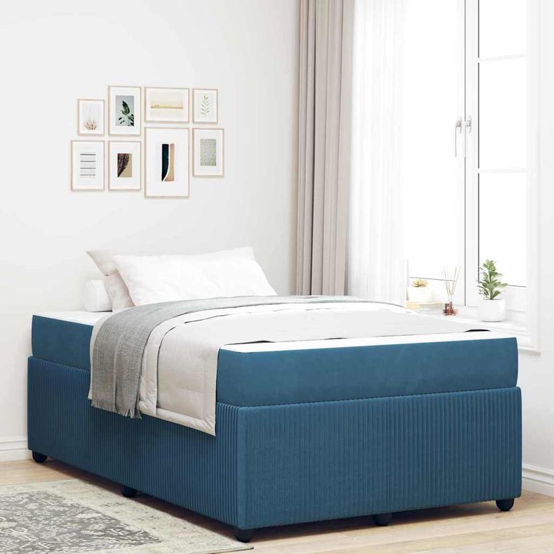 Casa si Gradina - Mobilier - Paturi si accesorii - Paturi - Cadru de pat cu saltea Altele albastru 120 x 200 cm Catifea - Infinity.ro