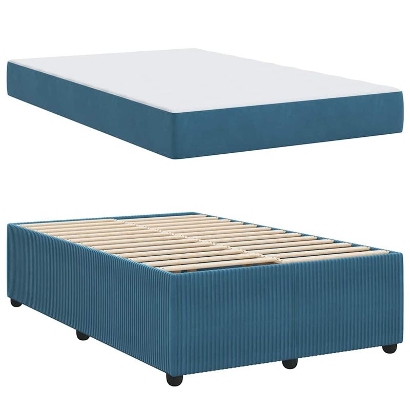 Casa si Gradina - Mobilier - Paturi si accesorii - Paturi - Cadru de pat cu saltea Altele albastru 120 x 200 cm Catifea - Infinity.ro