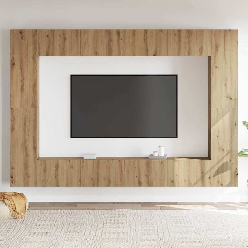 Casa si Gradina - Mobilier - Comode si corpuri - Comode - Set comoda TV 8 pcs stejar artizanal Mediu Lemn compozit - Infinity.ro