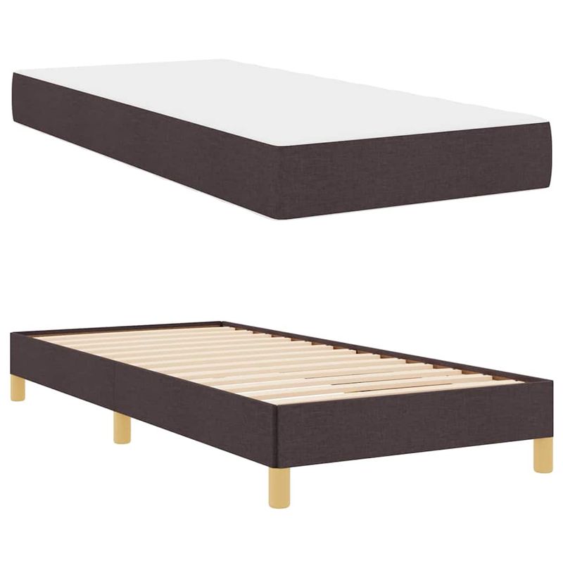 Casa si Gradina - Mobilier - Paturi si accesorii - Paturi - Pat cu arcuri Maro 90 x 200 cm Tesatura, Lemn Ingineresc - Infinity.ro