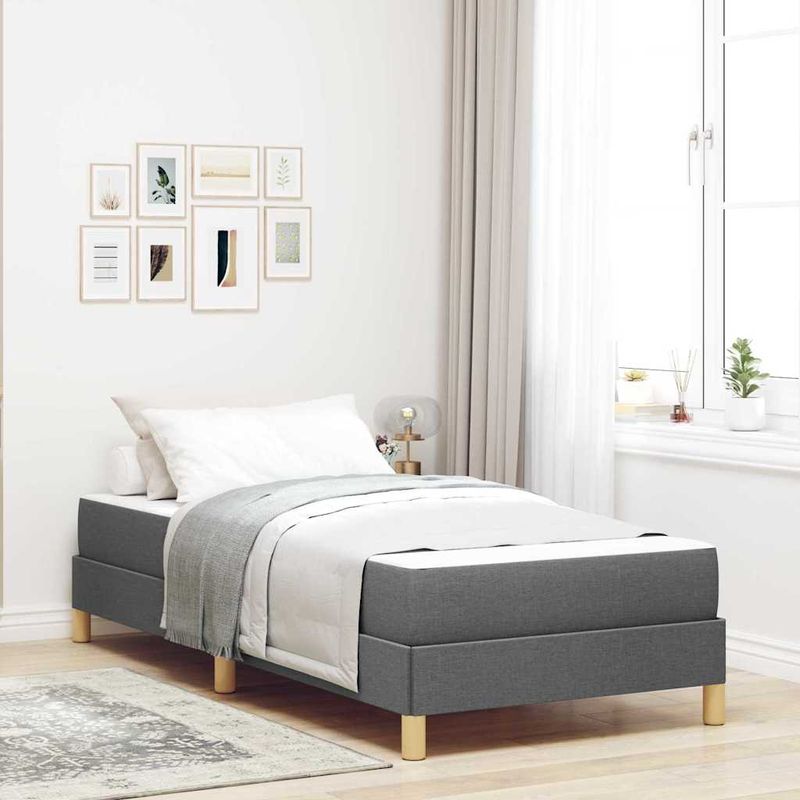Casa si Gradina - Mobilier - Paturi si accesorii - Paturi - Pat cu arcuri Taupe, Maro 90 x 190 cm Tesatura, Lemn Ingineresc - Infinity.ro