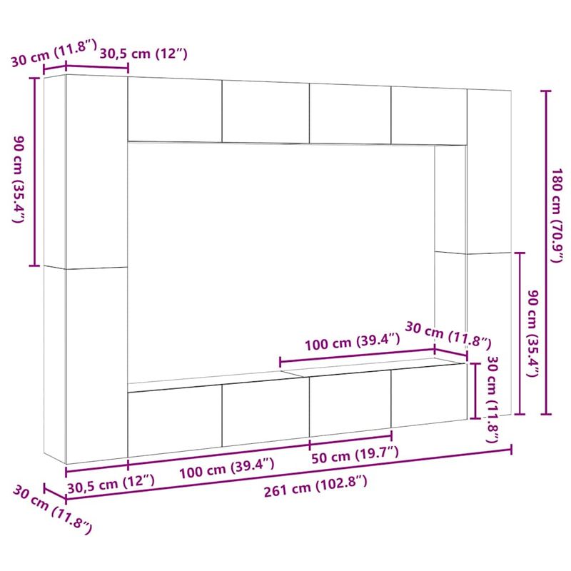 Casa si Gradina - Mobilier - Comode si corpuri - Comode - Set comoda TV 8 pcs stejar artizanal Mediu Lemn compozit - Infinity.ro