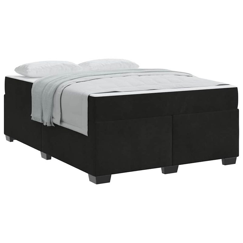 Casa si Gradina - Mobilier - Paturi si accesorii - Paturi - Cadru de pat cu saltea Altele Negru 140 x 200 cm Catifea - Infinity.ro