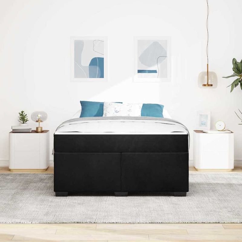 Casa si Gradina - Mobilier - Paturi si accesorii - Paturi - Cadru de pat cu saltea Altele Negru 140 x 200 cm Catifea - Infinity.ro
