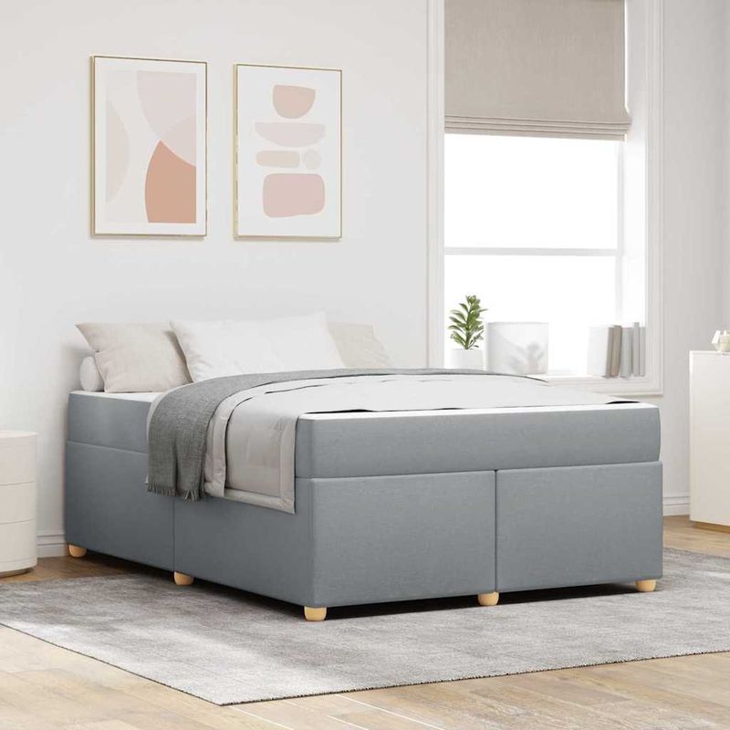 Casa si Gradina - Mobilier - Paturi si accesorii - Paturi - Cadru de pat cu saltea Altele Gri deschis 140 x 200 cm tesatura - Infinity.ro
