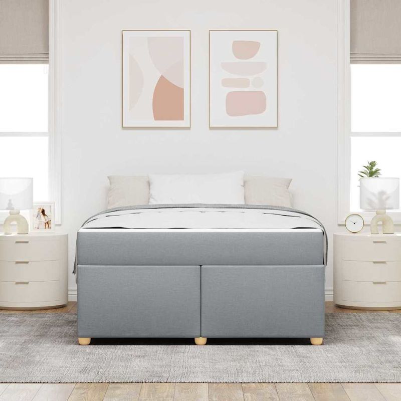 Casa si Gradina - Mobilier - Paturi si accesorii - Paturi - Cadru de pat cu saltea Altele Gri deschis 140 x 200 cm tesatura - Infinity.ro