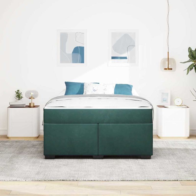 Casa si Gradina - Mobilier - Paturi si accesorii - Paturi - Cadru de pat cu saltea Altele Verde inchis 160 x 200 cm Catifea - Infinity.ro