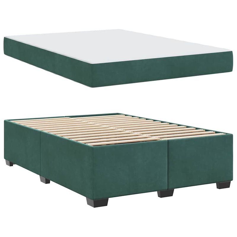 Casa si Gradina - Mobilier - Paturi si accesorii - Paturi - Cadru de pat cu saltea Altele Verde inchis 160 x 200 cm Catifea - Infinity.ro