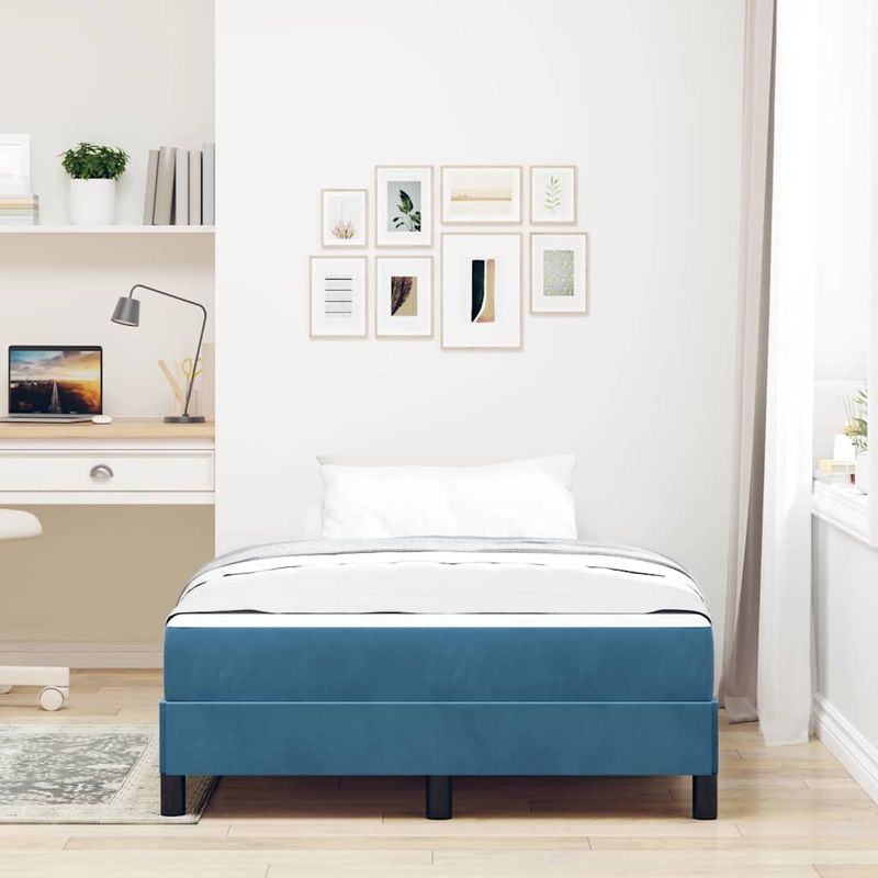 Casa si Gradina - Mobilier - Paturi si accesorii - Paturi - Pat boxspring cu saltea Albastru inchis 120 x 190 cm Catifea - Infinity.ro