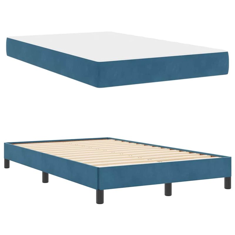 Casa si Gradina - Mobilier - Paturi si accesorii - Paturi - Pat boxspring cu saltea Albastru inchis 120 x 190 cm Catifea - Infinity.ro