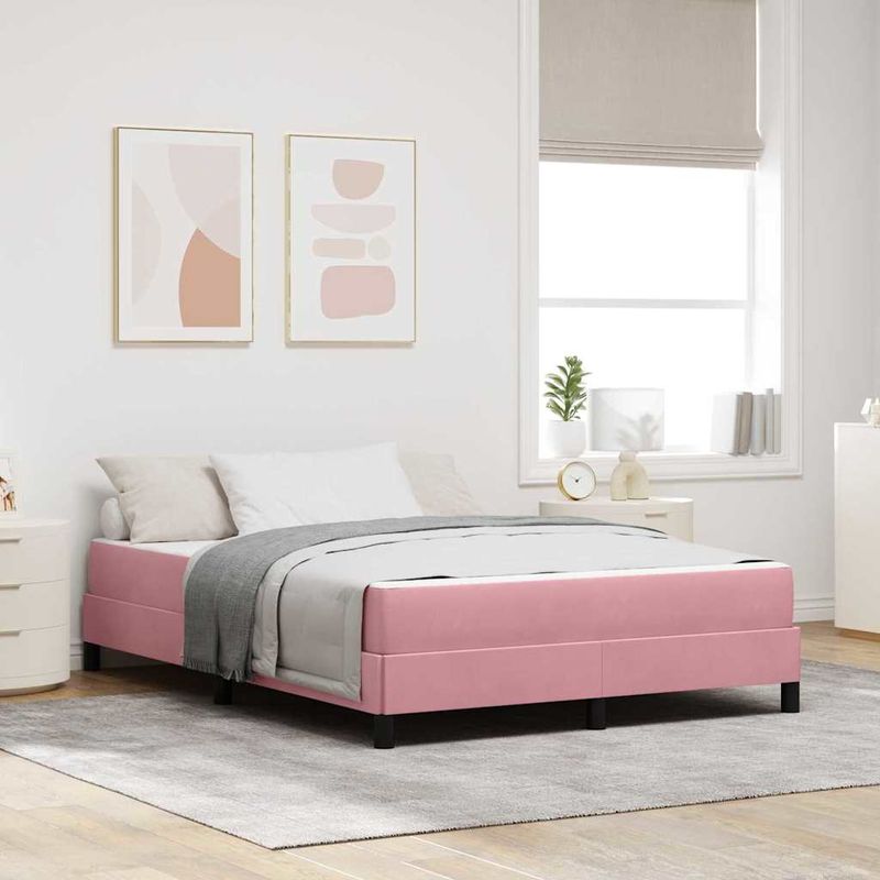 Casa si Gradina - Mobilier - Paturi si accesorii - Paturi - Pat boxspring cu saltea Roz 160 x 200 cm Catifea - Infinity.ro