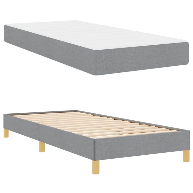 Casa si Gradina - Mobilier - Paturi si accesorii - Paturi - Pat cu arcuri Taupe, Maro 90 x 200 cm Tesatura, Lemn Ingineresc - Infinity.ro