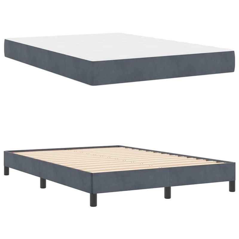 Casa si Gradina - Mobilier - Paturi si accesorii - Paturi - Pat boxspring cu saltea Gri inchis 140 x 200 cm Catifea - Infinity.ro