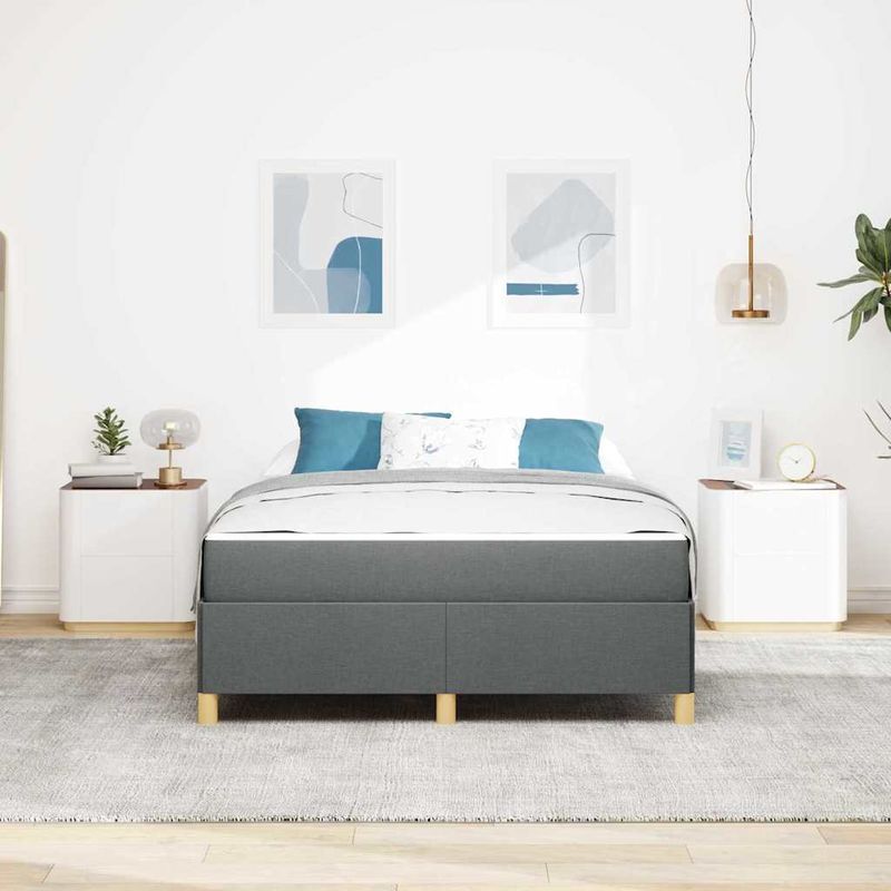 Casa si Gradina - Mobilier - Paturi si accesorii - Paturi - Pat cu arcuri Gri inchis si Alb si Gri inchis 140 x 190 cm - Infinity.ro