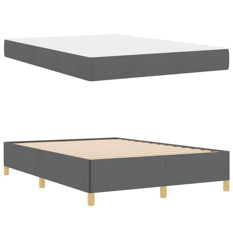 Casa si Gradina - Mobilier - Paturi si accesorii - Paturi - Pat cu arcuri Gri inchis si Alb si Gri inchis 140 x 190 cm - Infinity.ro