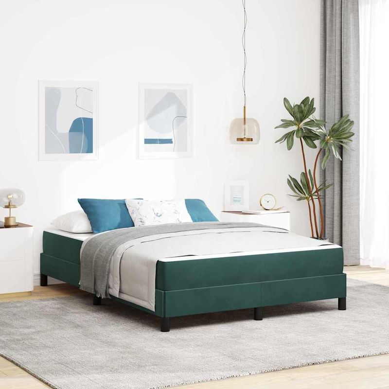 Casa si Gradina - Mobilier - Paturi si accesorii - Paturi - Pat boxspring cu saltea Verde inchis 140 x 190 cm Catifea - Infinity.ro