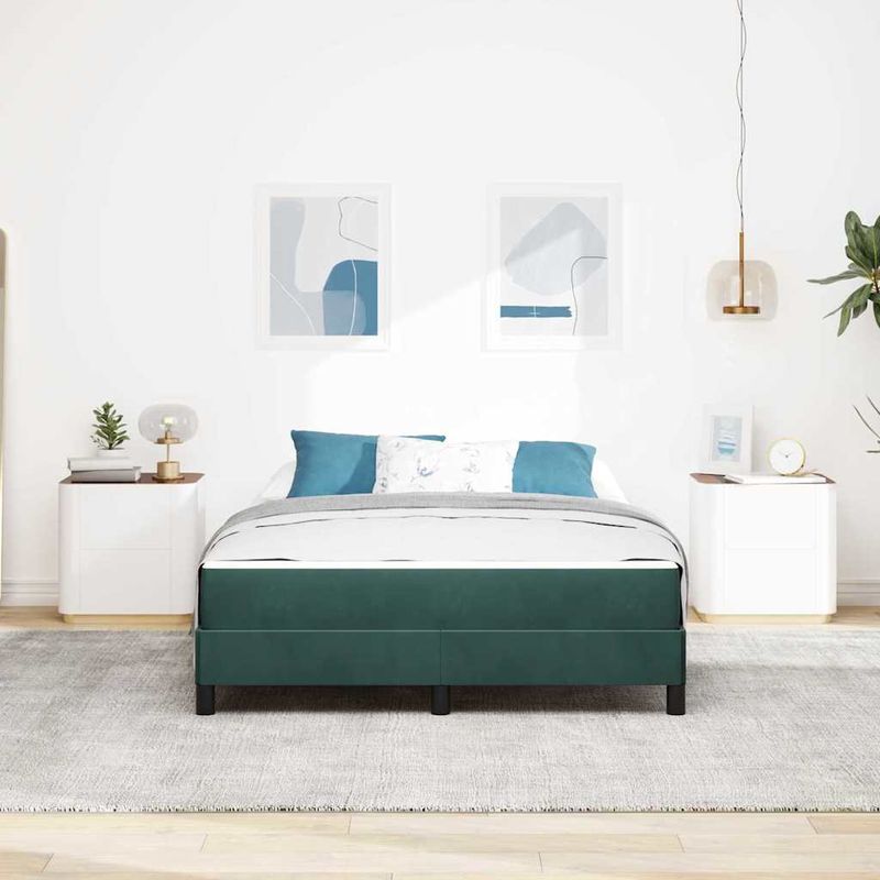 Casa si Gradina - Mobilier - Paturi si accesorii - Paturi - Pat boxspring cu saltea Verde inchis 140 x 190 cm Catifea - Infinity.ro