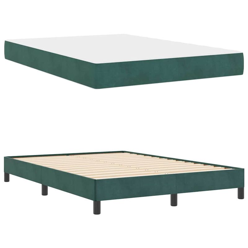 Casa si Gradina - Mobilier - Paturi si accesorii - Paturi - Pat boxspring cu saltea Verde inchis 140 x 190 cm Catifea - Infinity.ro