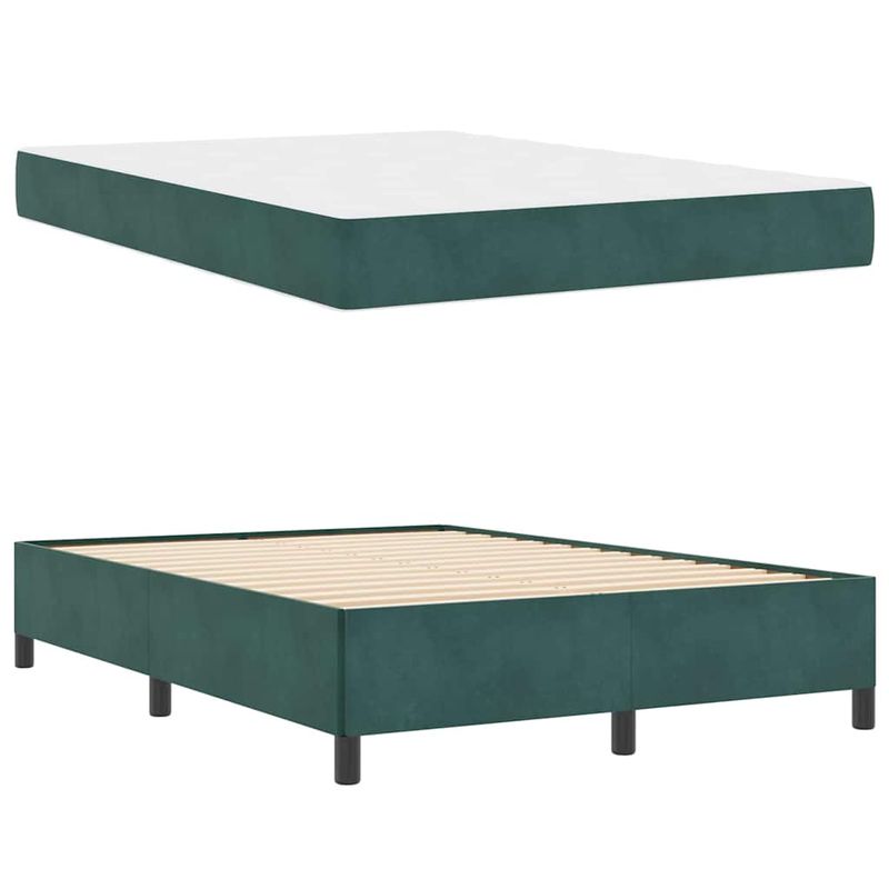 Casa si Gradina - Mobilier - Paturi si accesorii - Paturi - Cadru de pat Altele Verde inchis si alb 140 x 200 cm Catifea - Infinity.ro