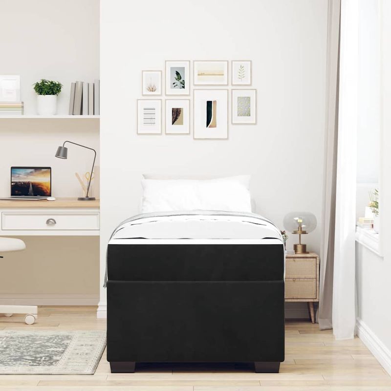Casa si Gradina - Mobilier - Paturi si accesorii - Paturi - Cadru de pat cu saltea Altele Negru 100 x 200 cm Catifea - Infinity.ro