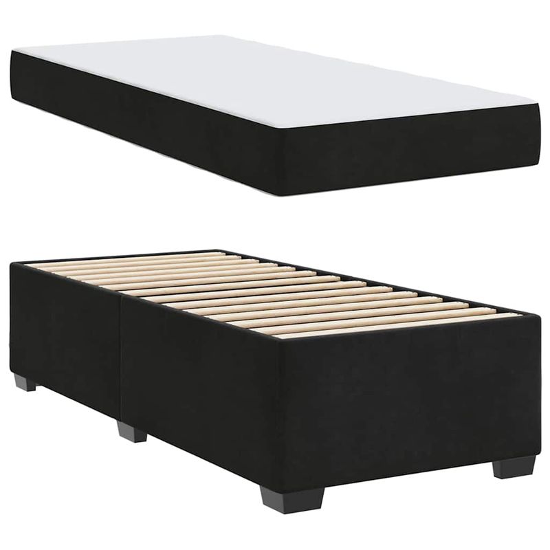 Casa si Gradina - Mobilier - Paturi si accesorii - Paturi - Cadru de pat cu saltea Altele Negru 100 x 200 cm Catifea - Infinity.ro