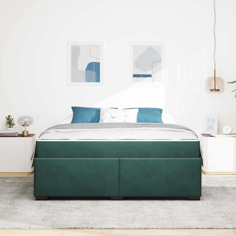 Casa si Gradina - Mobilier - Paturi si accesorii - Paturi - Cadru de pat cu saltea Altele Verde inchis 180 x 200 cm Catifea - Infinity.ro