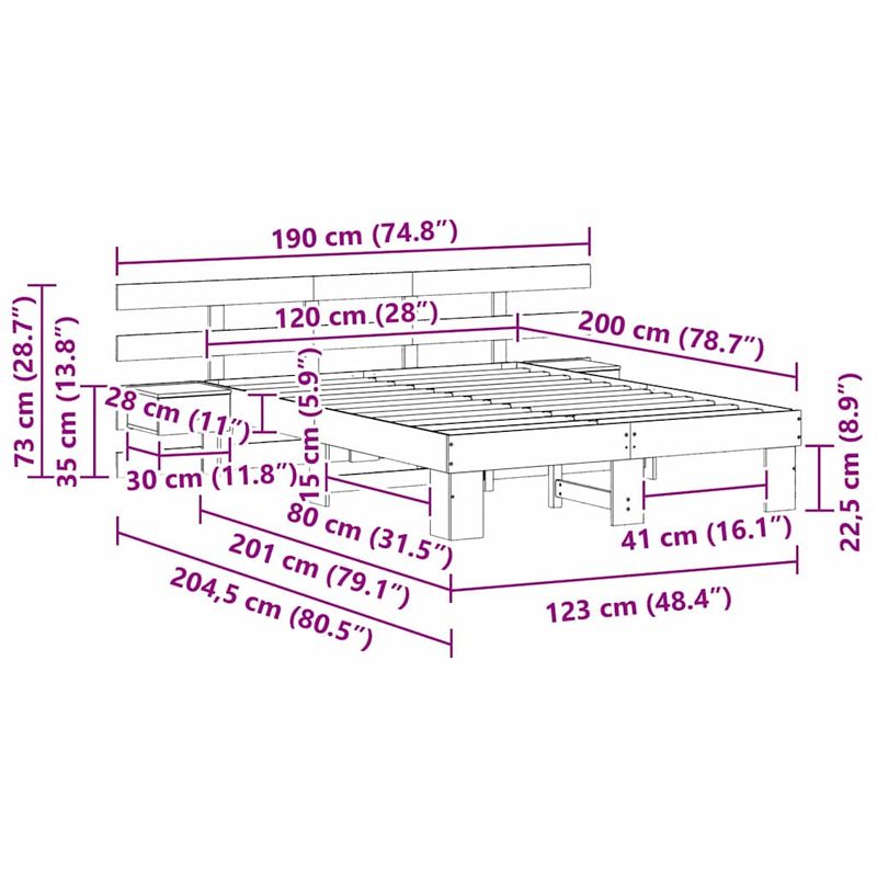Casa si Gradina - Mobilier - Paturi si accesorii - Paturi - Cadru de pat cu sertar Maro 120 x 200 cm - Infinity.ro
