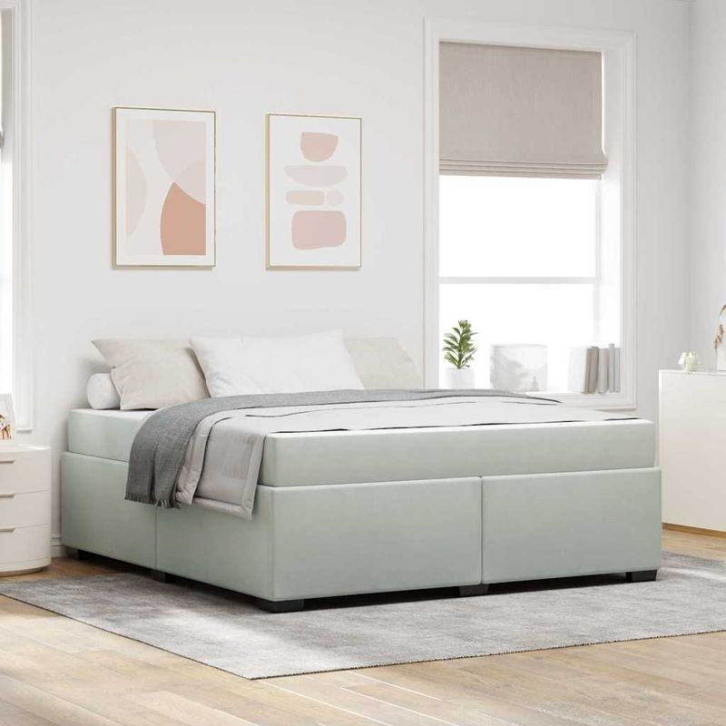 Casa si Gradina - Mobilier - Paturi si accesorii - Paturi - Cadru de pat cu saltea Altele Gri deschis 180 x 200 cm Catifea - Infinity.ro