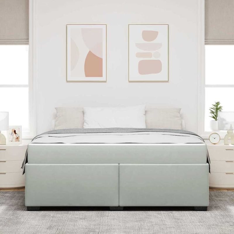Casa si Gradina - Mobilier - Paturi si accesorii - Paturi - Cadru de pat cu saltea Altele Gri deschis 180 x 200 cm Catifea - Infinity.ro