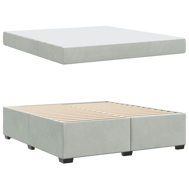 Casa si Gradina - Mobilier - Paturi si accesorii - Paturi - Cadru de pat cu saltea Altele Gri deschis 180 x 200 cm Catifea - Infinity.ro